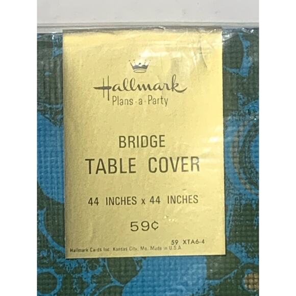 2 New Vintage Hallmark Paper Tablecloth Table Covers 44” x 44” Bright Blue Pear - Picture 4 of 9